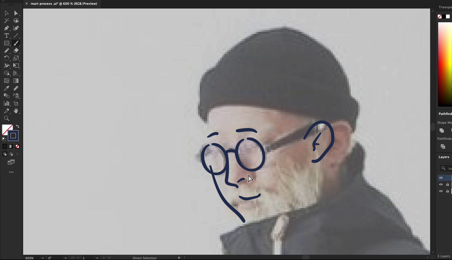 Drawing over the image to create a vector illustration
