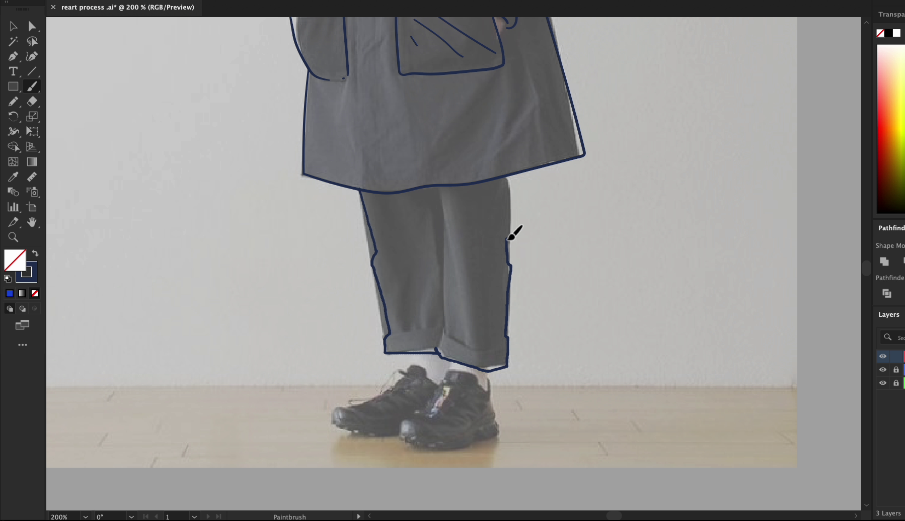 Shaping the character contour in the illustration