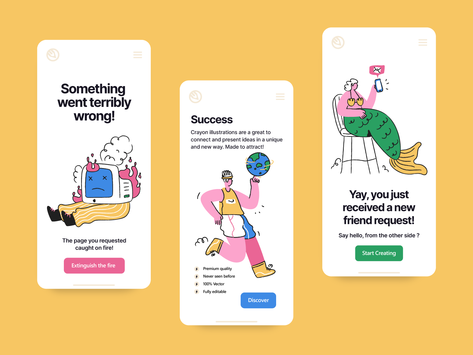 Communicating a message using digital illustrations for web and apps
