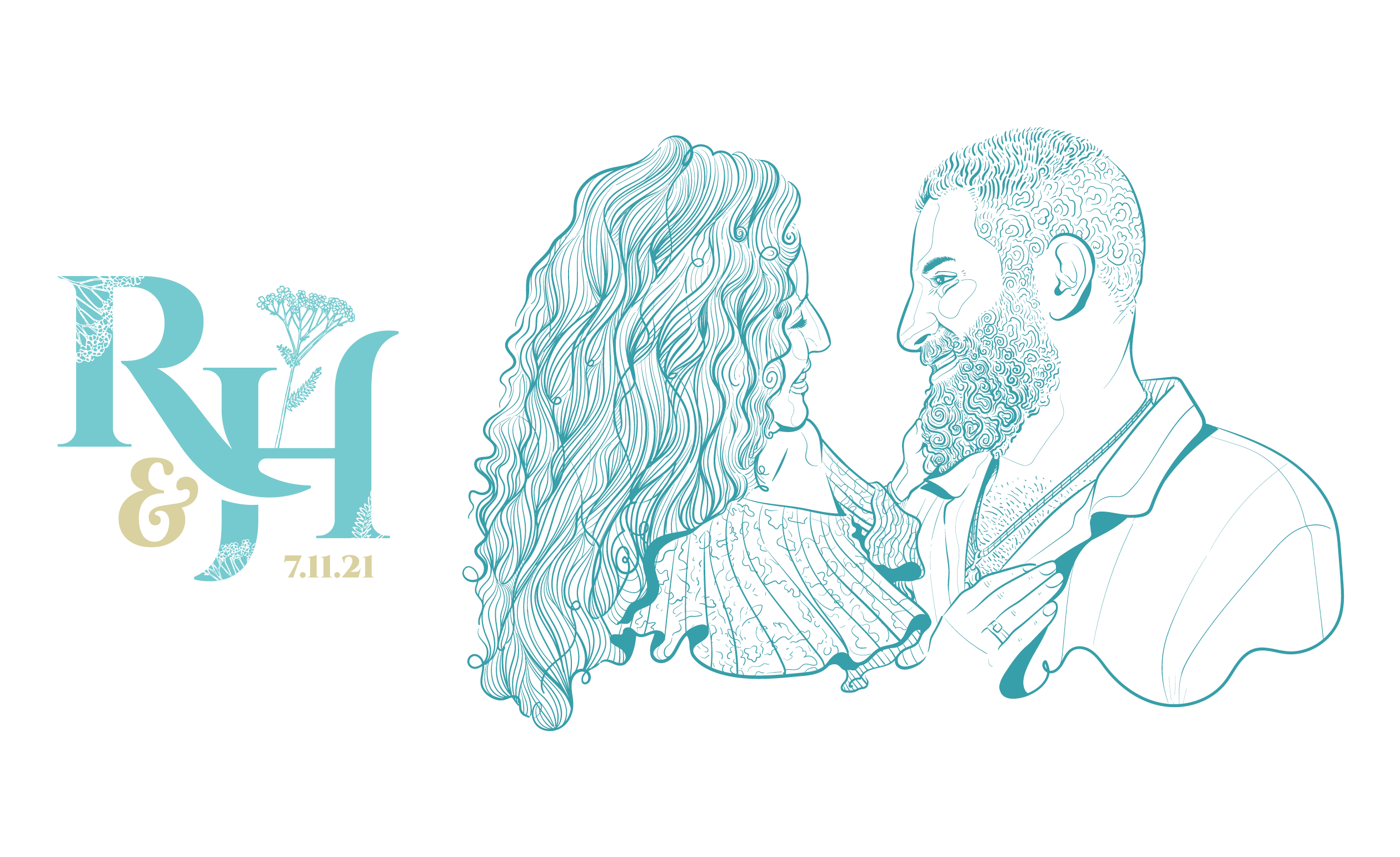 Custom made illustration for a wedding invitation