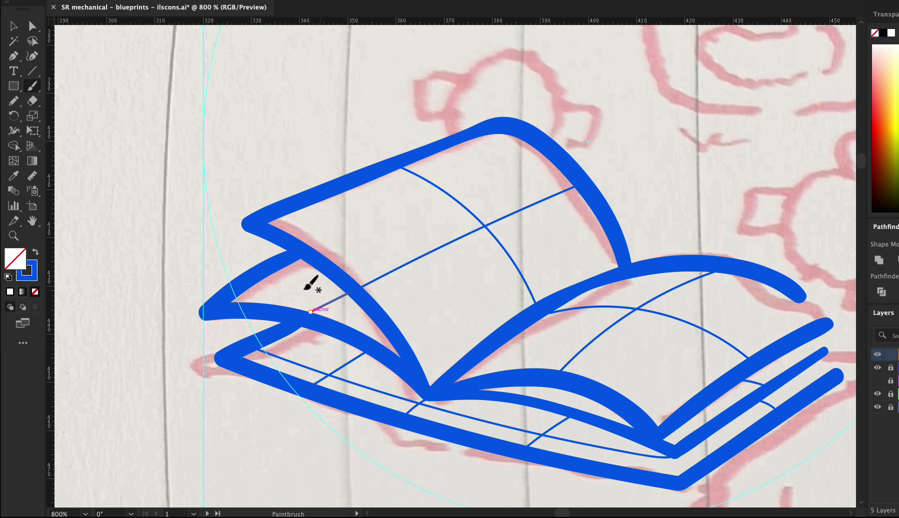 Book illustration in Blueprint style