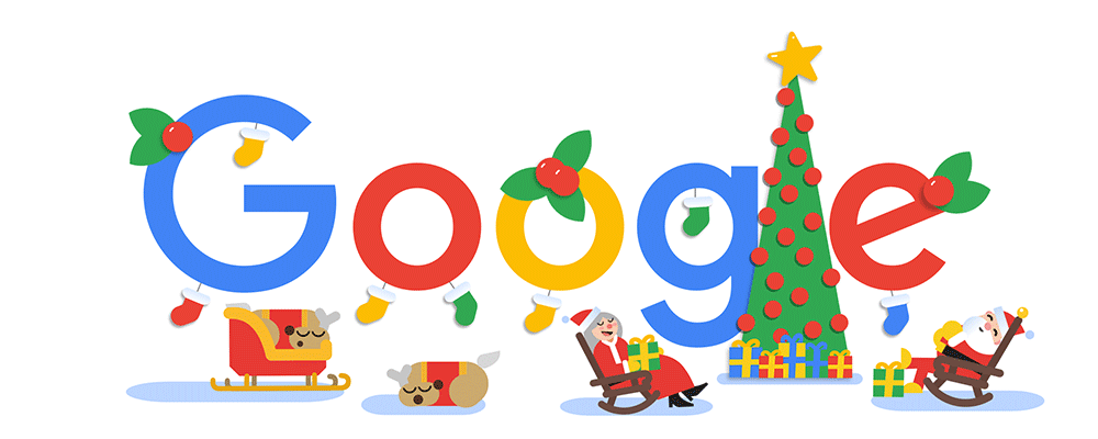 Google Christmas logo animated illustration