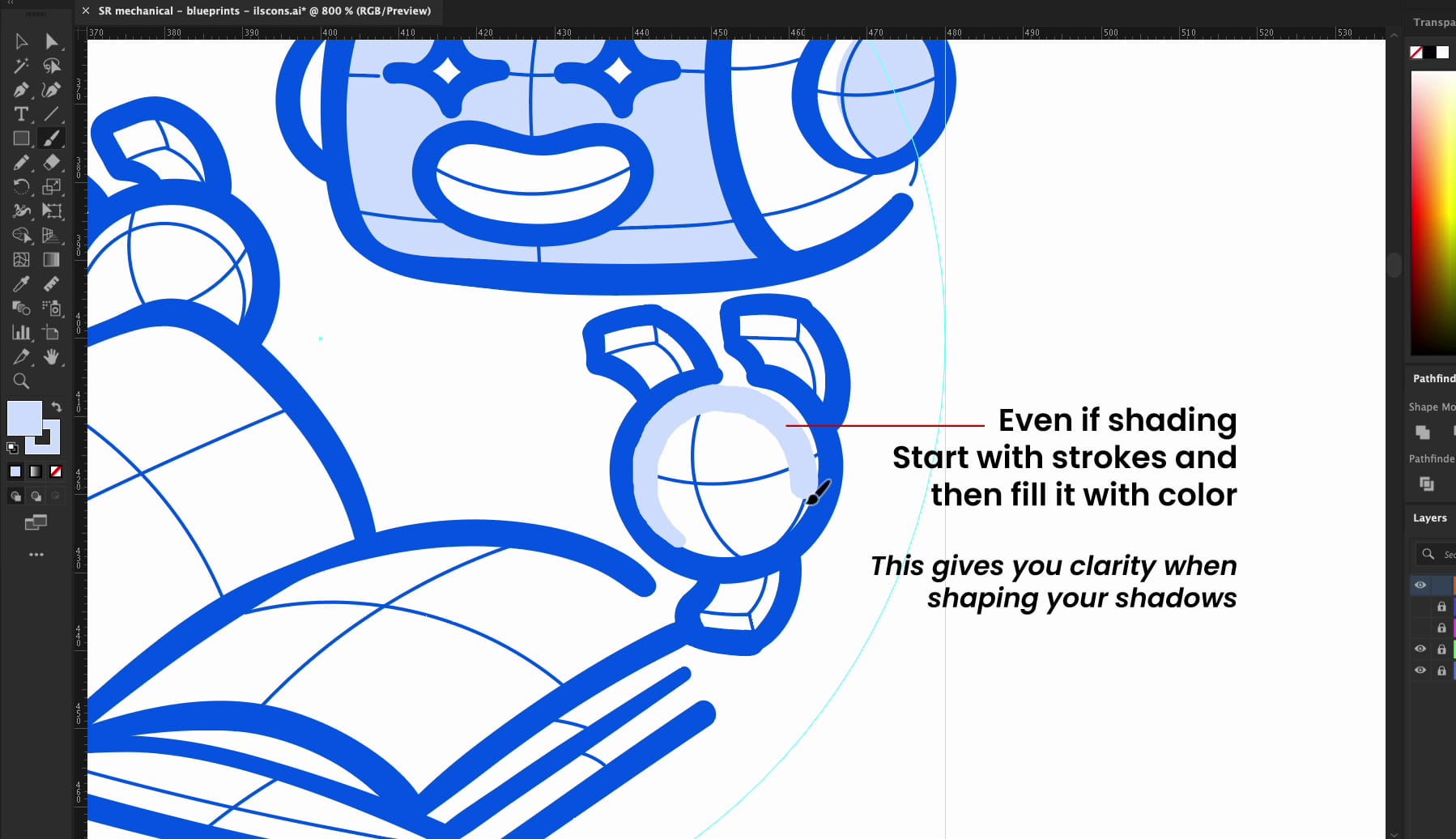 How to create shading areas in illustrations
