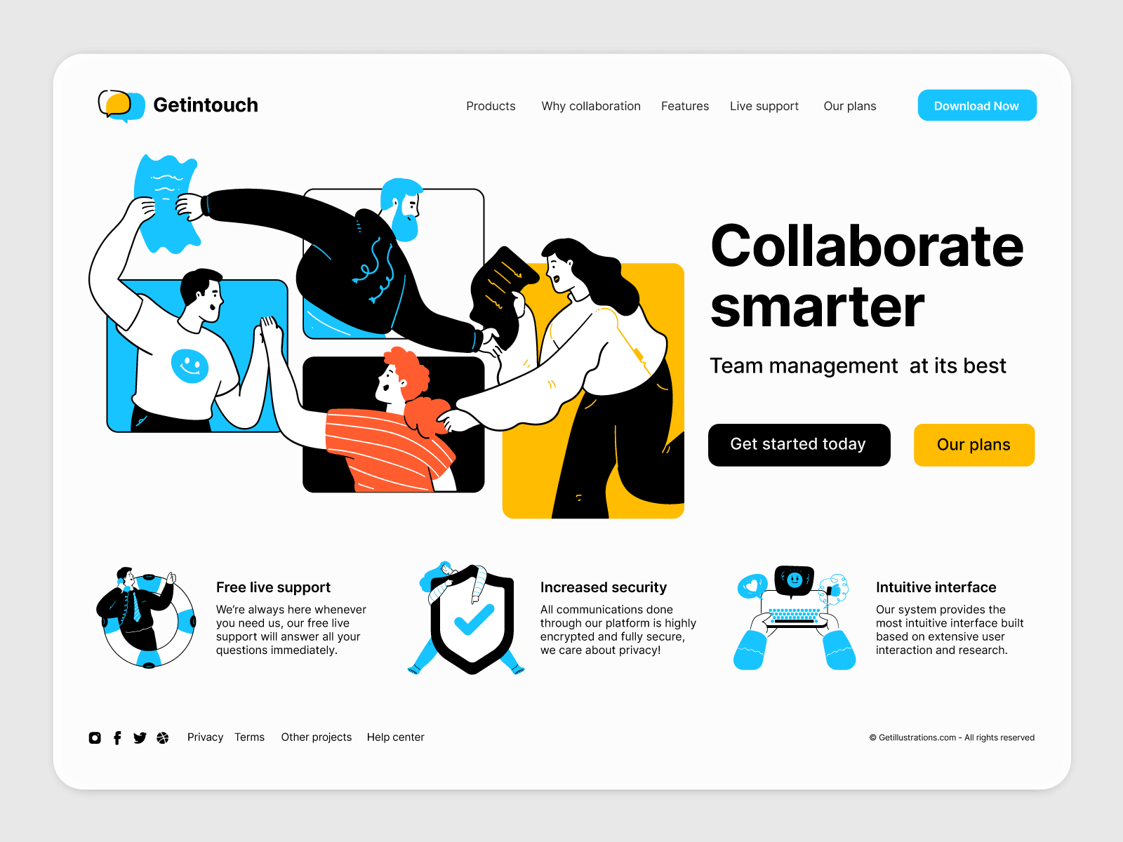 Azure illustrations being used in website UI design