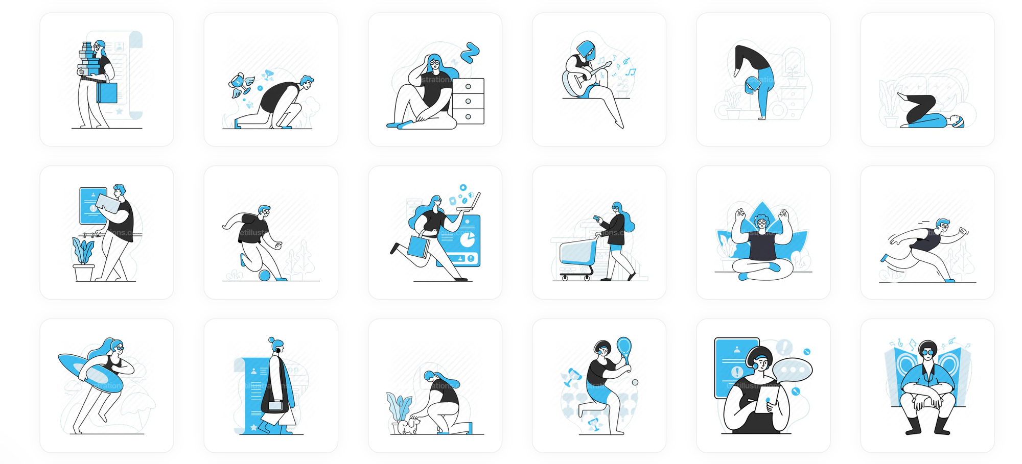 Blues Character vector illustrations