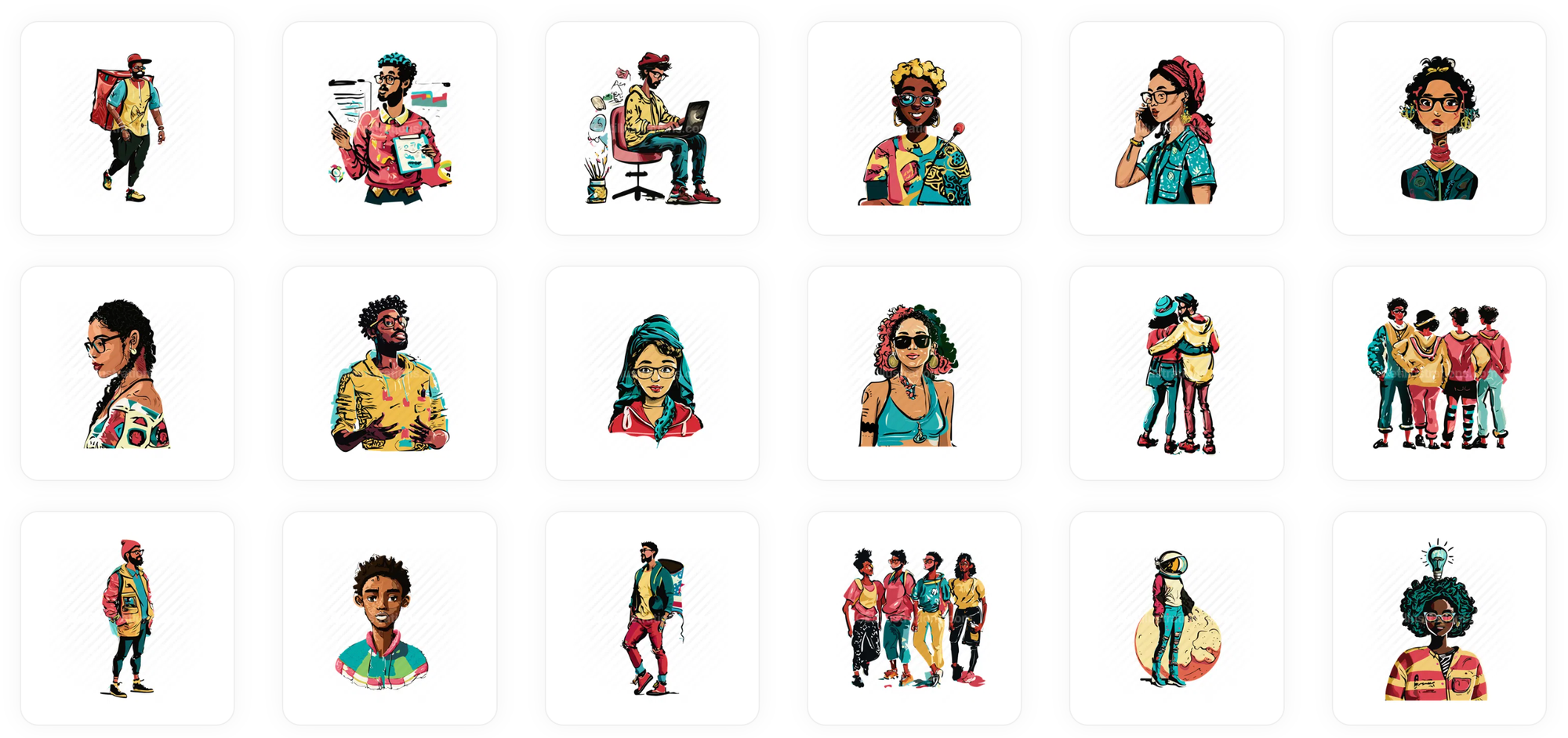 Free Colorful Character illustrations