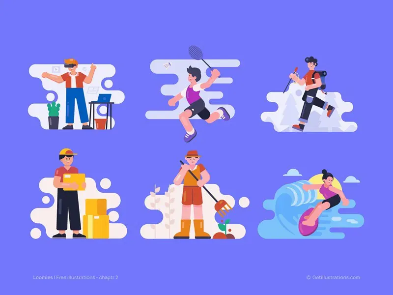 Loomies vector illustrations free