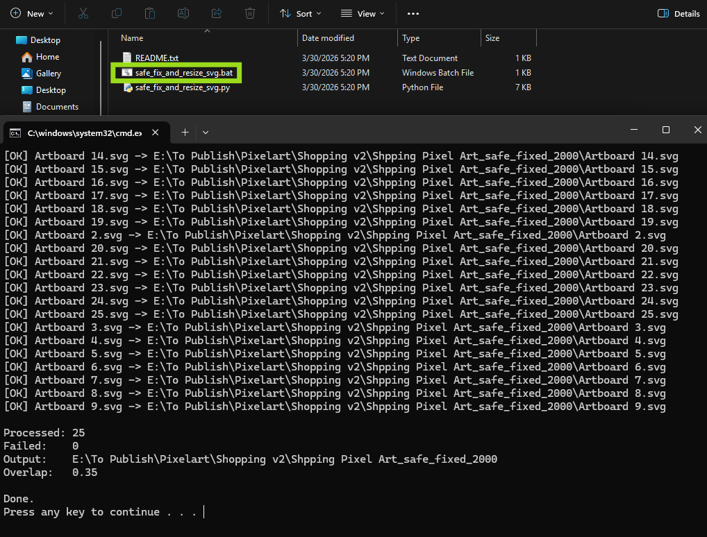 Pixel Art SVG File Fixer Script