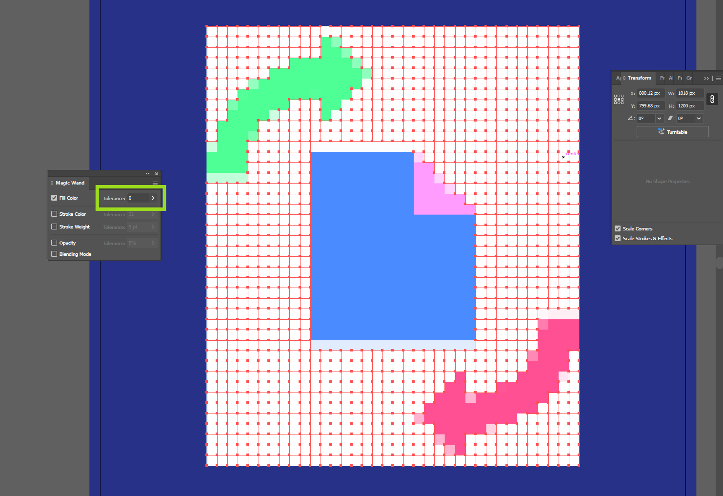 Select the background with magic wand to create a vector pixel silhouette