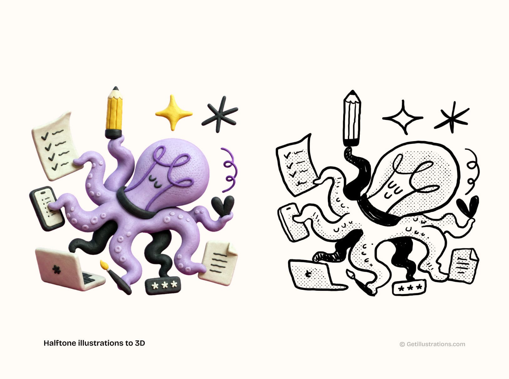 Imperfection in illustrations are shown in the hand drawn results