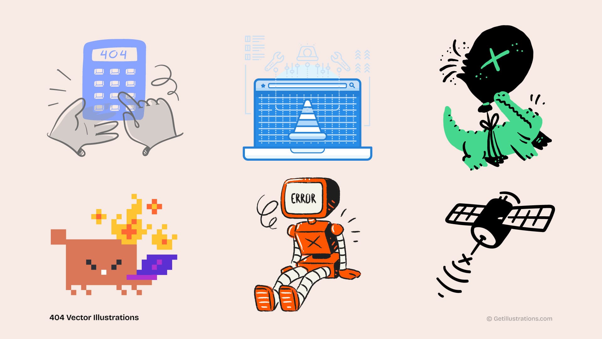 Different Styles of 404 PAge illustrations