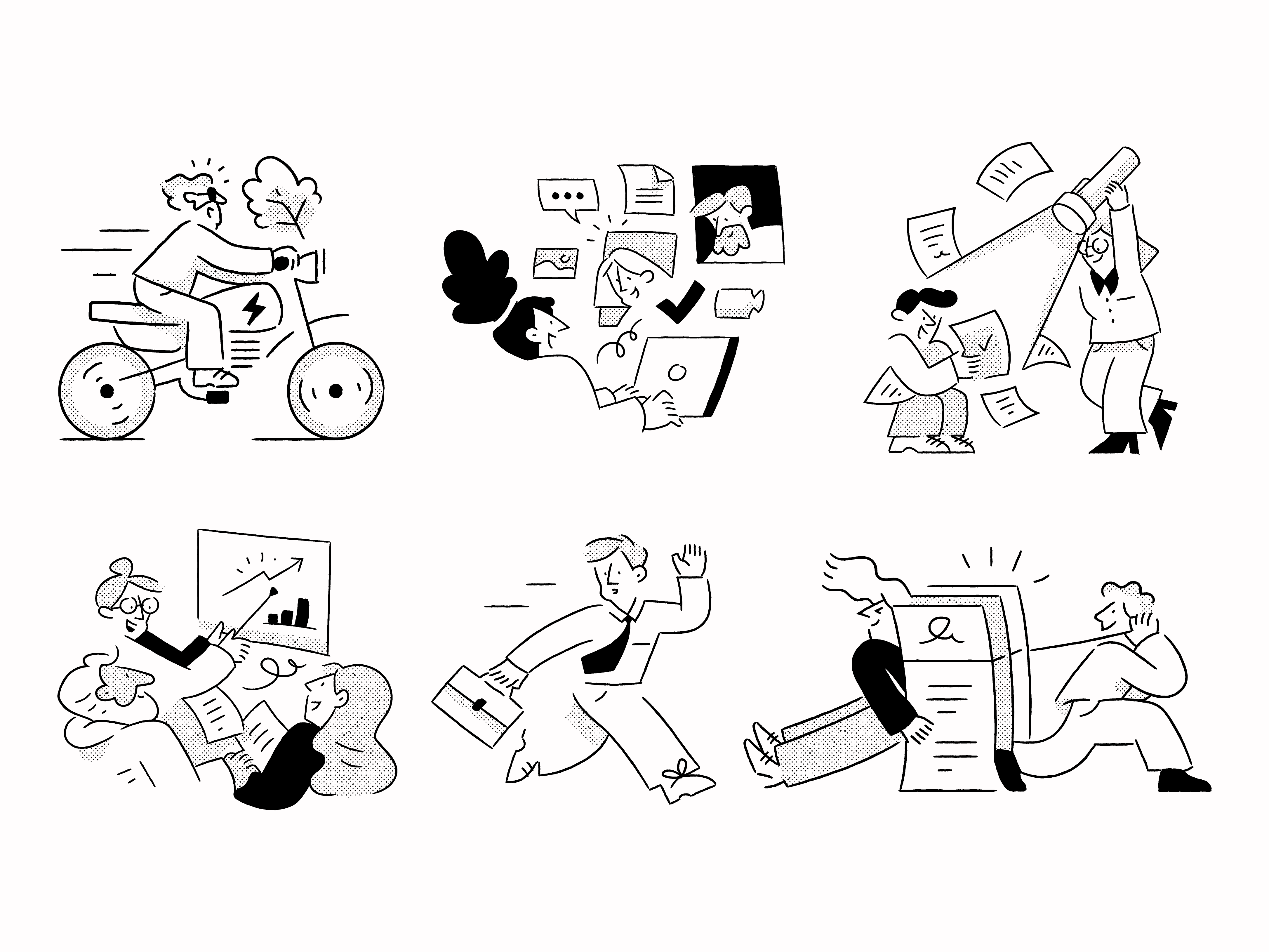Hand Drawn illustrations style with Halftone shading