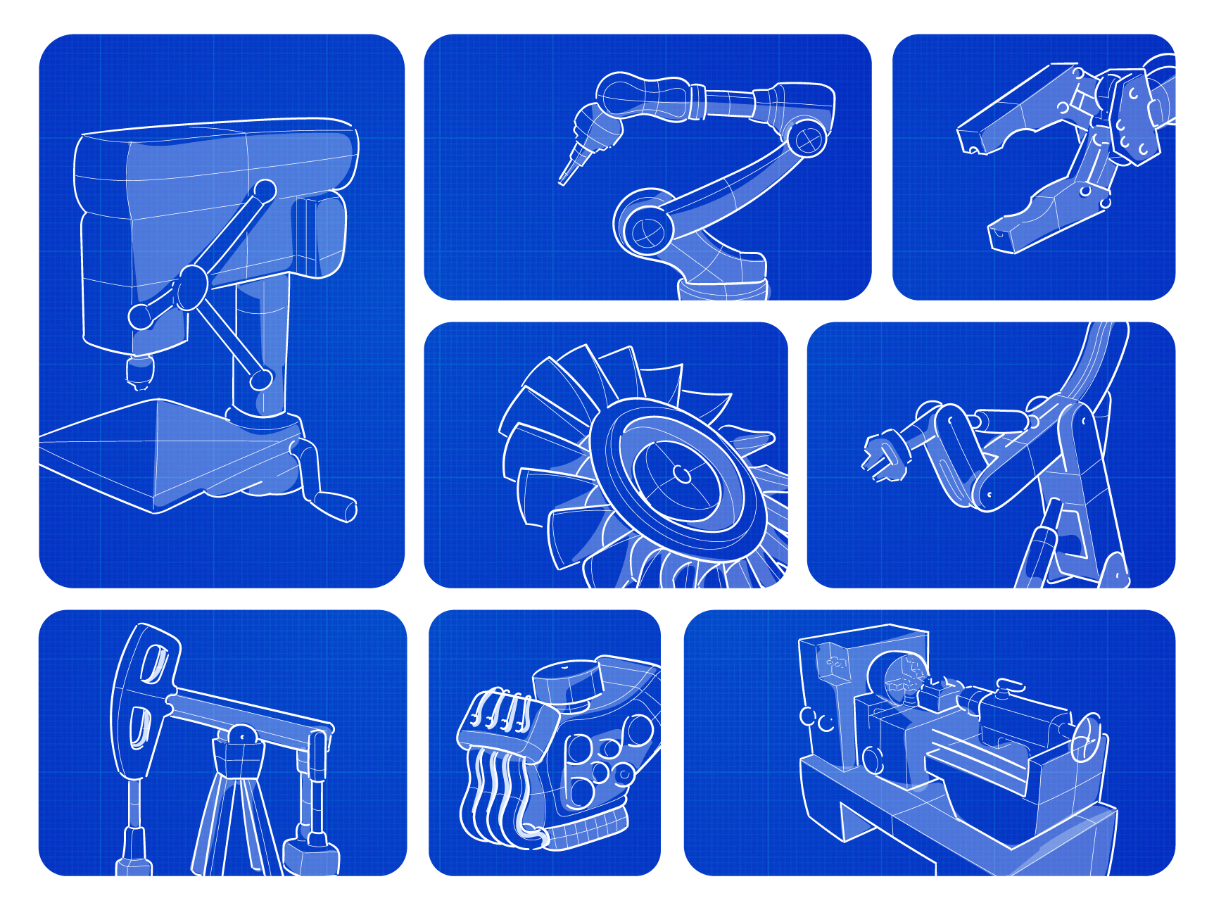 BLueprint ink illustrations style