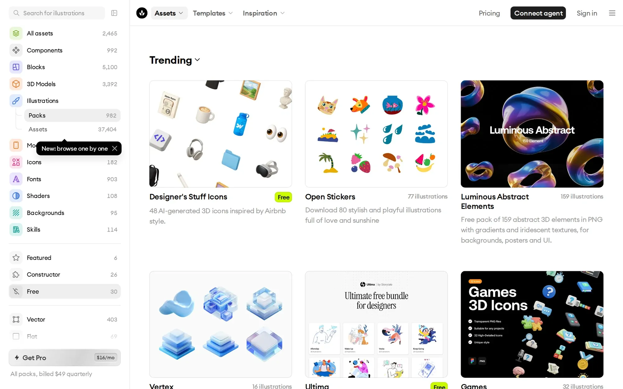 Craftwork free illustrations in October 2026: the illustrations catalogue with free packs such as Open Stickers and Ultima