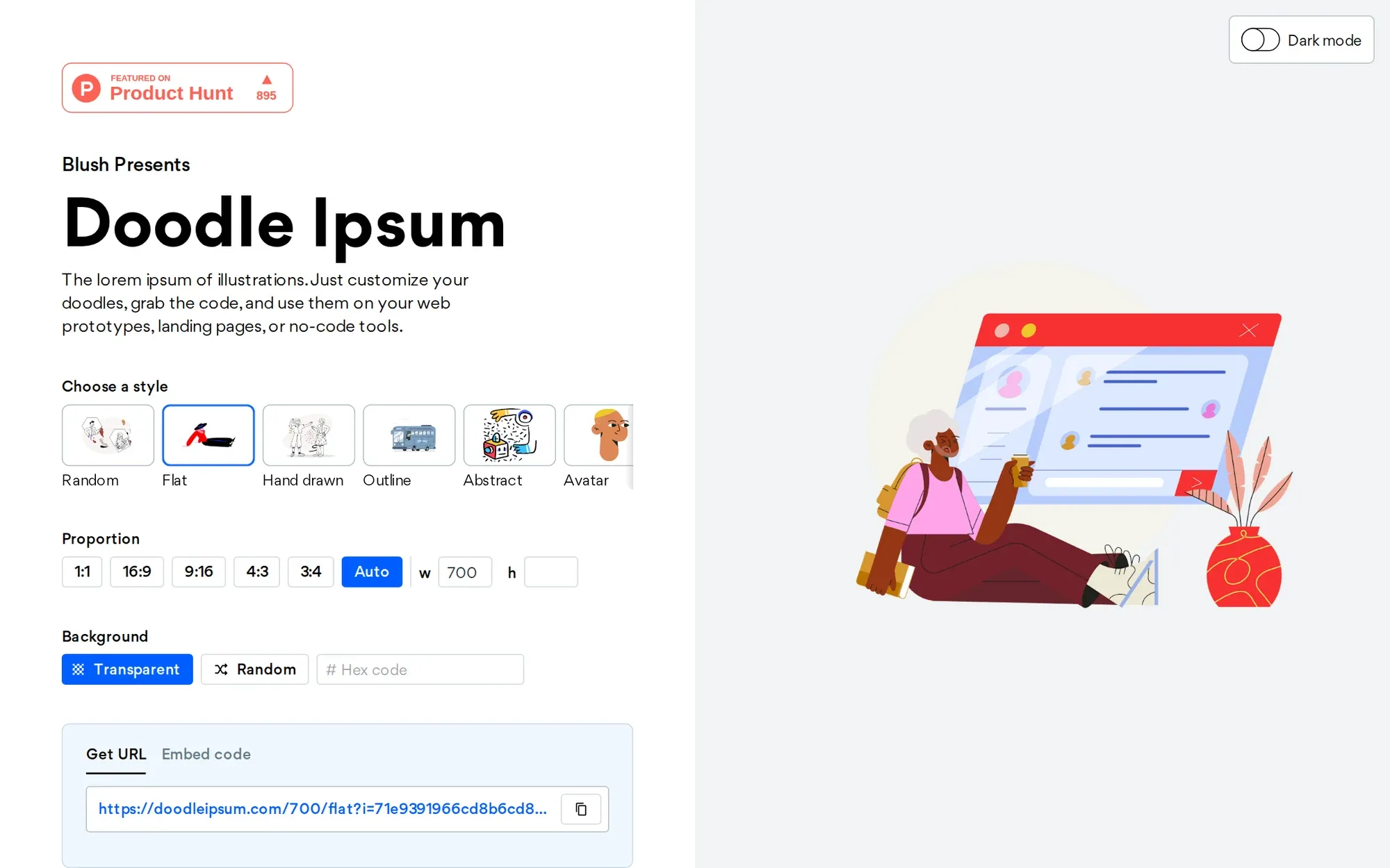 Doodle Ipsum in October 2026: the Doodle Ipsum generator with style choices and an image URL box