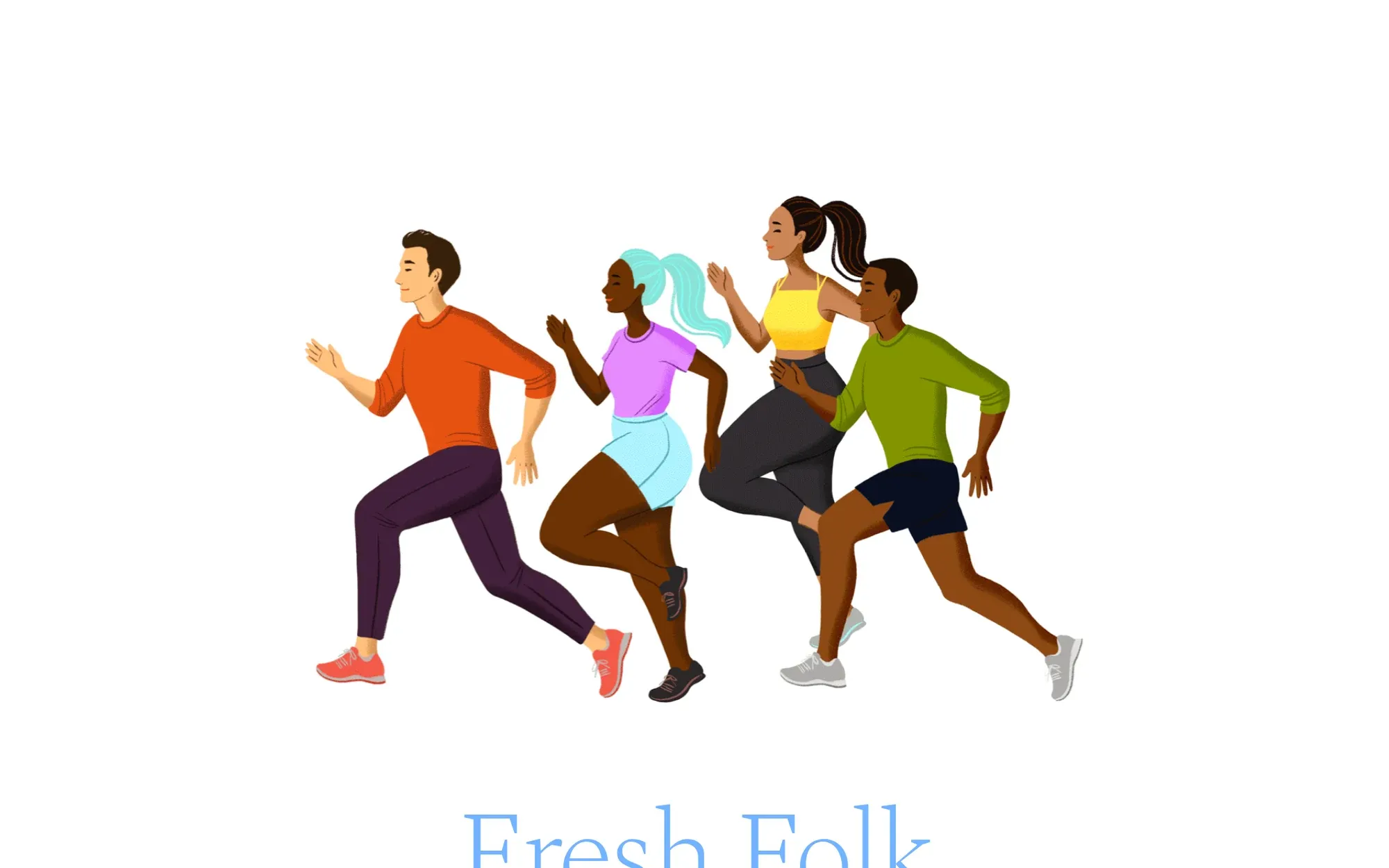 Fresh Folk in October 2026: four runners in bright clothes on the Fresh Folk homepage