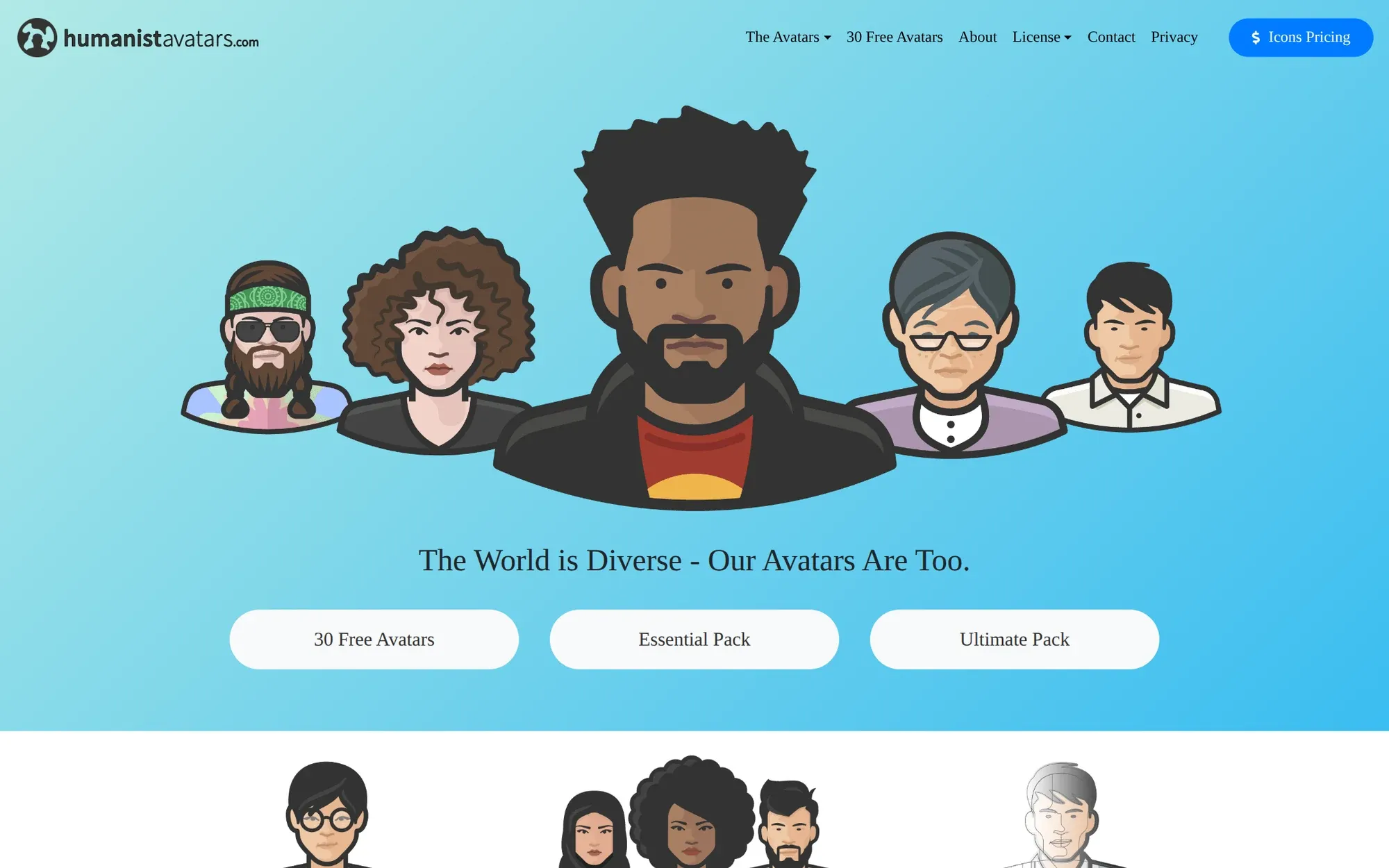 Humanist Avatars in October 2026: five diverse cartoon avatars on a bright blue background