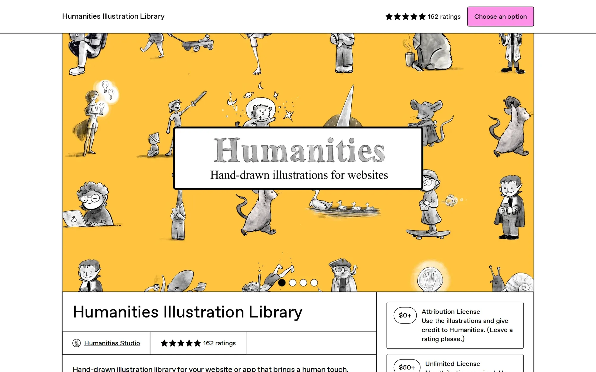 Humanities Illustrations in October 2026: the Humanities library cover with hand drawn people on a yellow background