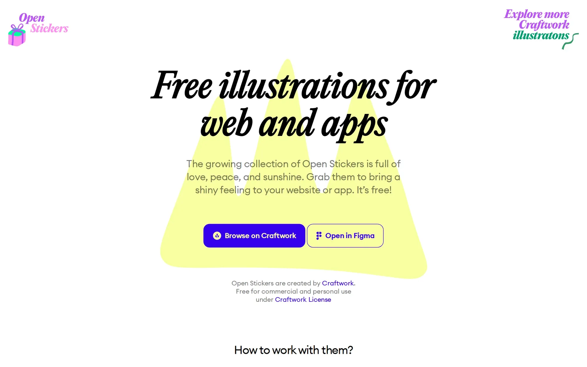 Open Stickers by Craftwork in October 2026: the Free illustrations for web and apps heading in a yellow spotlight