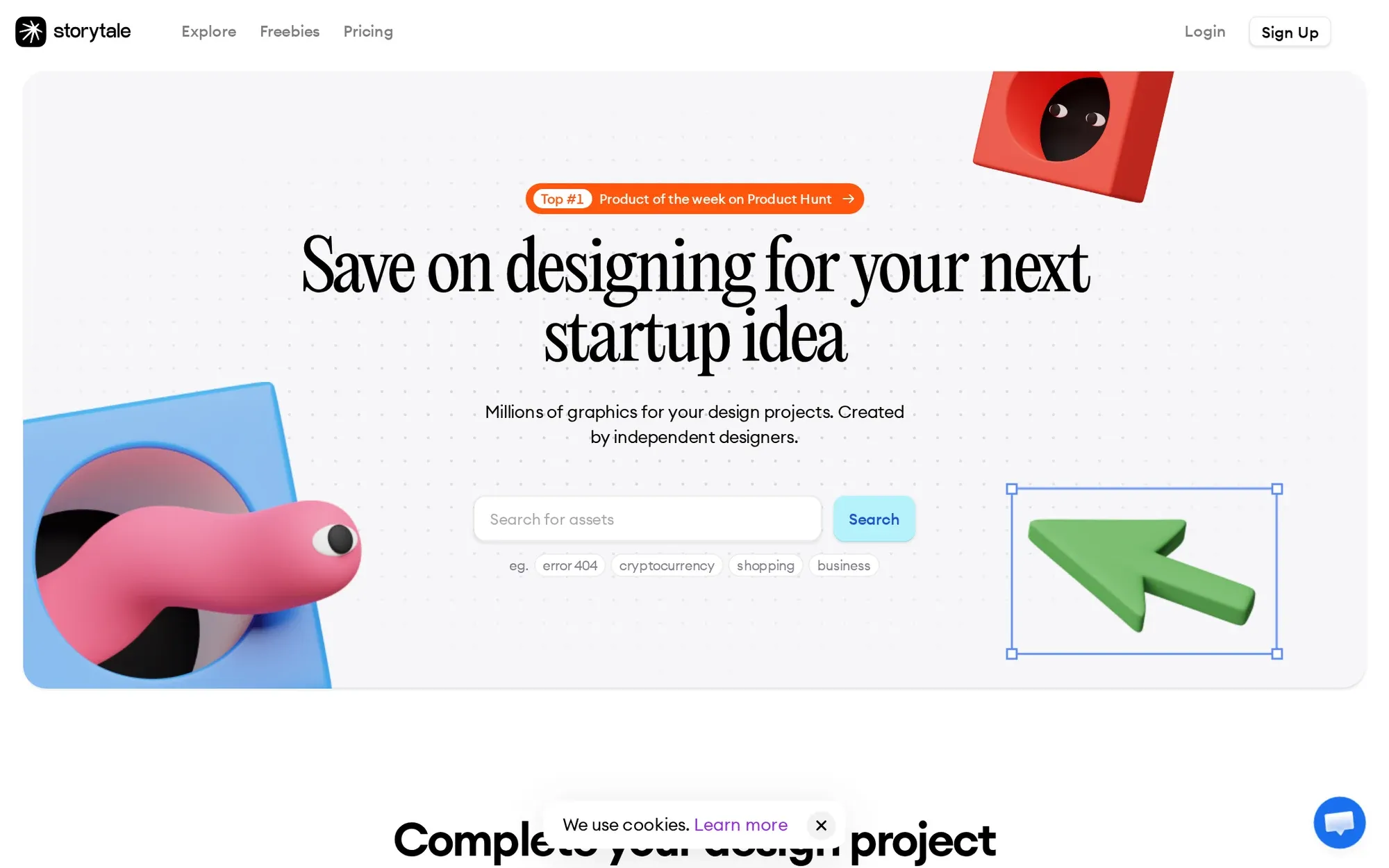 Storytale in October 2026: the Storytale homepage with a 3D worm and a green cursor