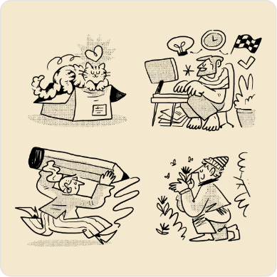 Halftone doodle illustration set