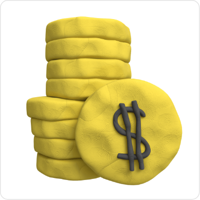 Clay coins free 3D icon
