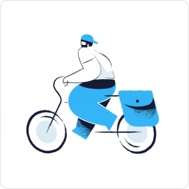 Delivery man zima blue illustration set