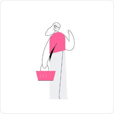 Ghost free illustration pack woman holding a shopping cart illustration