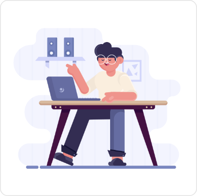 Loomies free illustrations man setting on his desk