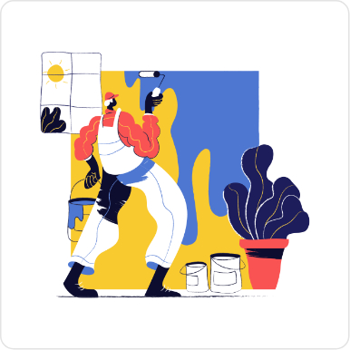 man painting on the wall illustration