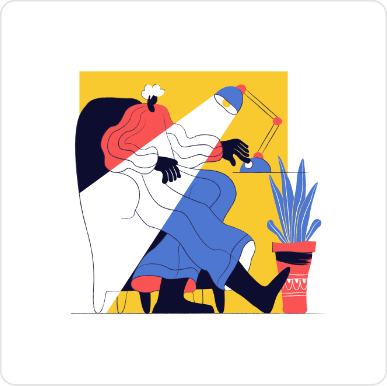 Man setting on his desk illustration