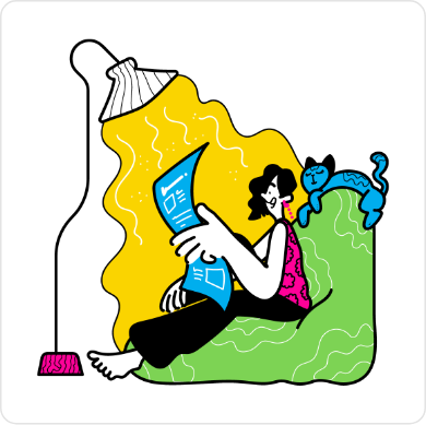 Reading news CMYK illustration