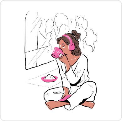 Reart vector illustration woman listen to music illustration