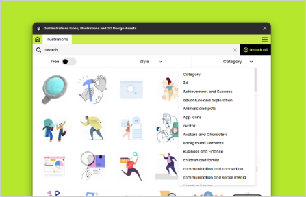 Search illustrations in Figma