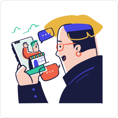 Smartphone video call pop illustration