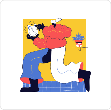 Woman holding her clock illustration