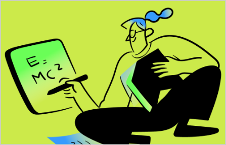 Woman studying math illustration