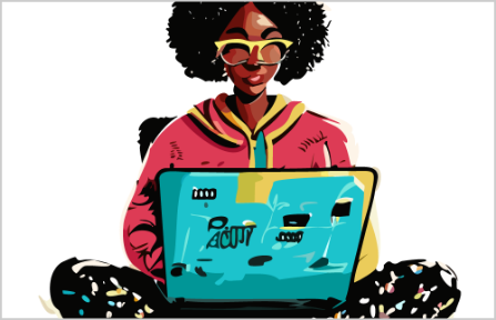 Woman using her laptop illustration