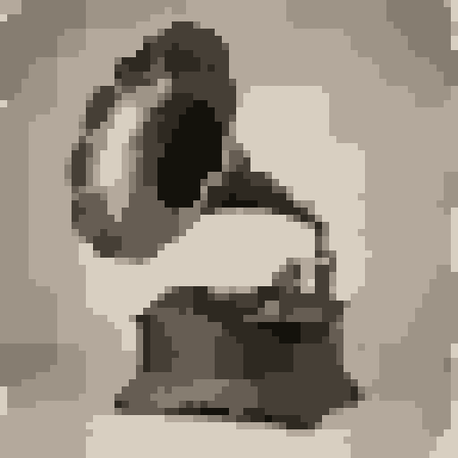 The gramophone rendered as 64×64 sprite in Pixel Lab