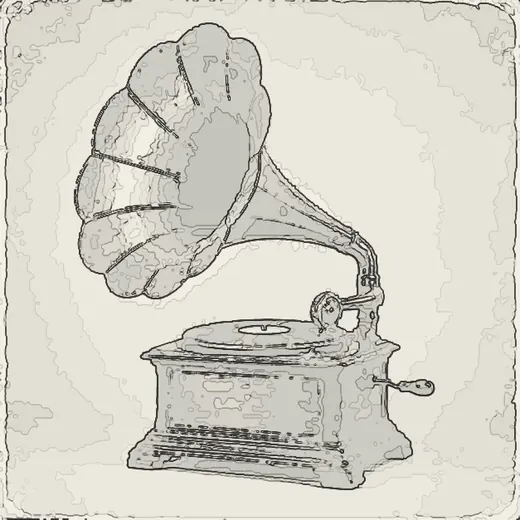 The gramophone rendered as Line art in Pixel Lab