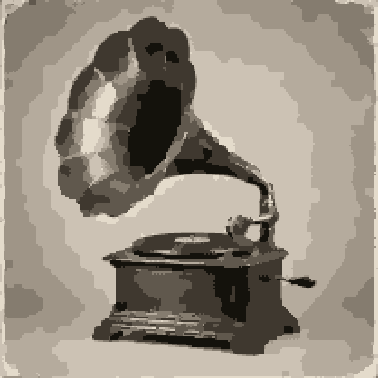 The gramophone rendered as Pixel art in Pixel Lab