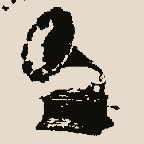 The gramophone rendered as Two-tone in Pixel Lab