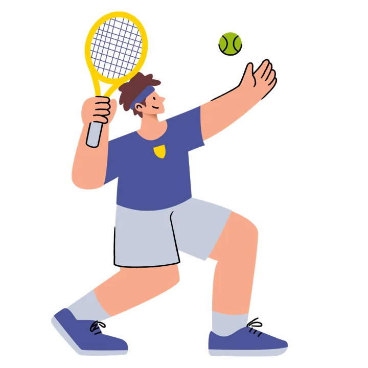 Tennis serve, the original flat illustration