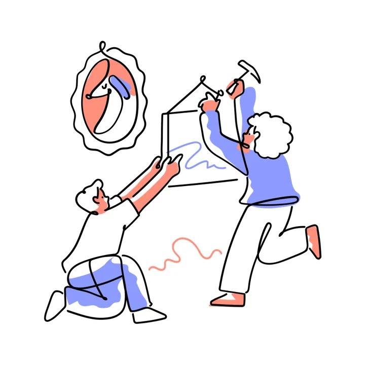 Hanging the picture, the original continuous line, one stroke