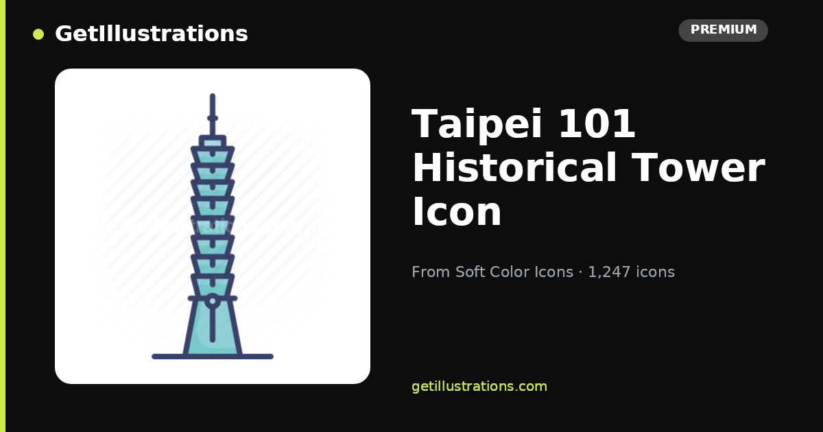 Taipei 101 Historical Tower Icon — Flat Style | Soft Color Icons ...