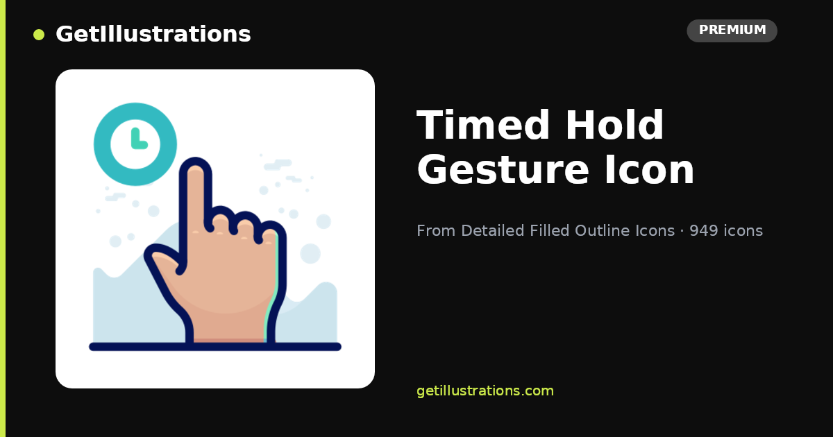 Timed Hold Gesture Icon — Detailed Filled Outline Icons | GetIllustrations