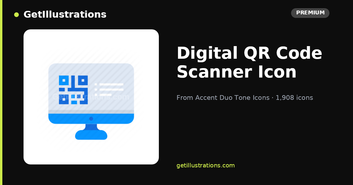 Digital QR Code Scanner Icon — Flat Style | Accent Duo Tone Icons ...