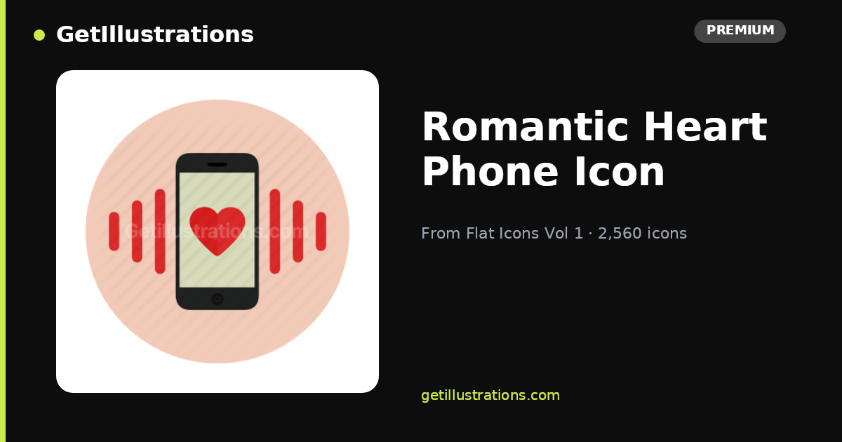 Romantic Heart Phone Icon — Flat Style | Flat Icons Vol 1 ...
