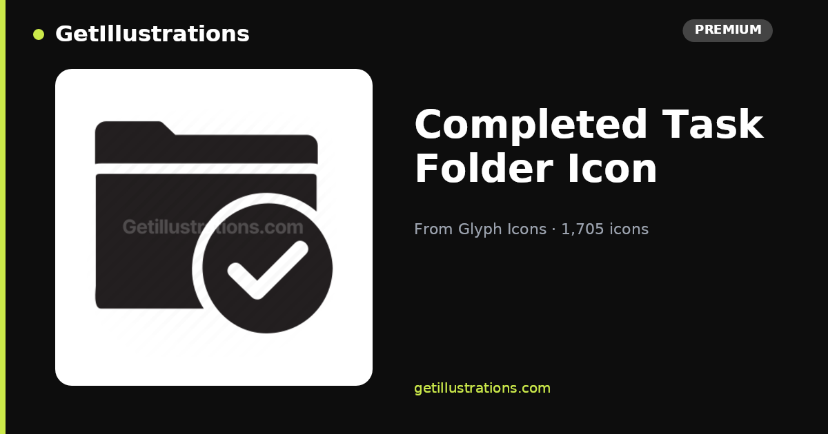 Completed Task Folder Icon — Flat Style | Glyph Icons | GetIllustrations