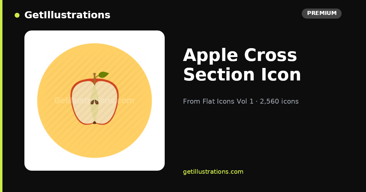 Apple Cross Section Icon — Flat Style | Flat Icons Vol 1 | GetIllustrations